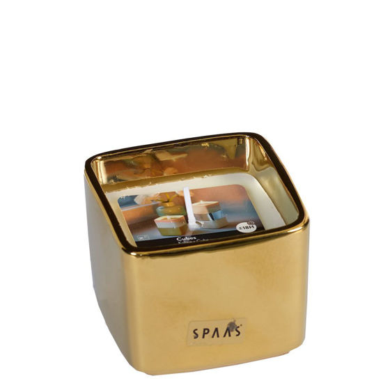 Theelicht kubus 'porcelain gold' 