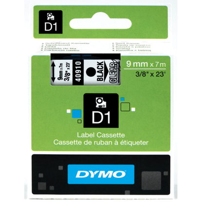 Tape Dymo zwart/transparant