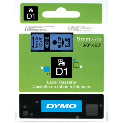 Tape Dymo zwart/blauw