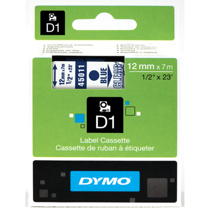 Dymo tape blauw/transparant