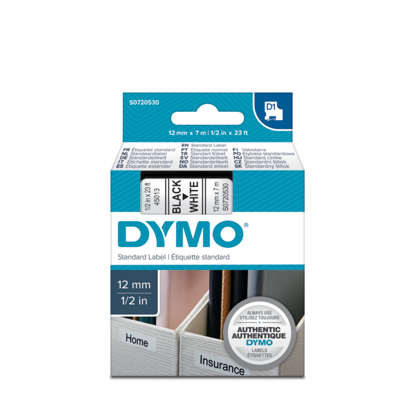 Dymo tape zwart/wit
