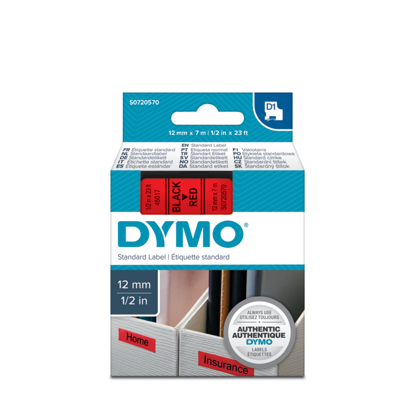 Dymo tape zwart/rood