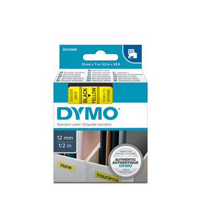 Dymo tape zwart/geel