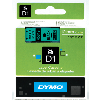 Dymo tape zwart/groen