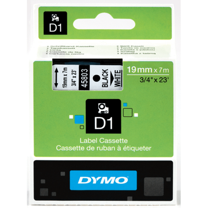 Dymo tape D1, 19mm x 7m, zwart/wit