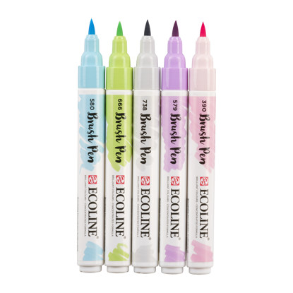 Ecoline brushpen set 5 stuks pastel