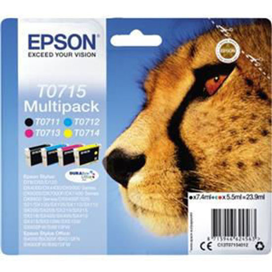 Epson Multipack 4-kleur T0715, volume gekleurde inkt 5.5ml, volume zwarte inkt 7.4ml