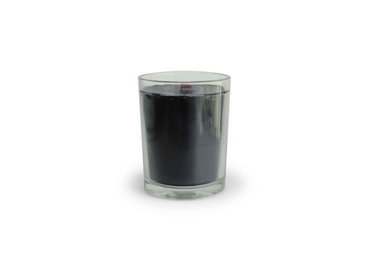 Kaars medium zwart helder glas 