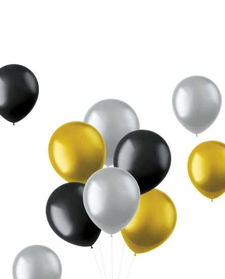 Ballonnen zwart, goud, zilver
