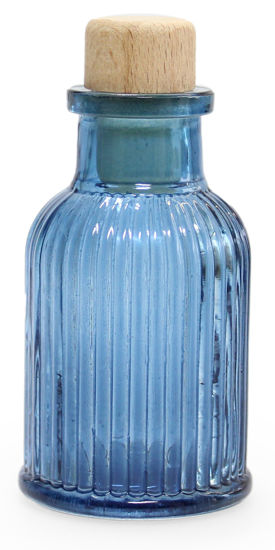 Glazen ribbelflesje silver blue 40ml