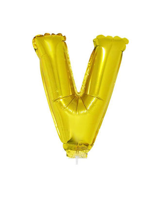 Folieballon letter V goud 41 cm