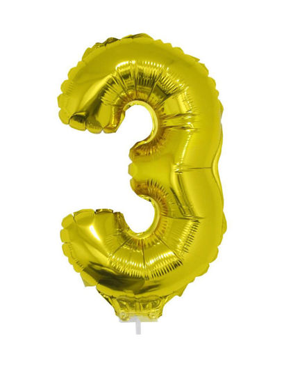Folieballon cijfer 3 goud 41 cm
