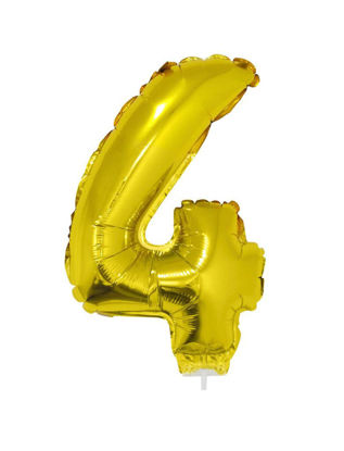 Folieballon cijfer 4 goud 41 cm