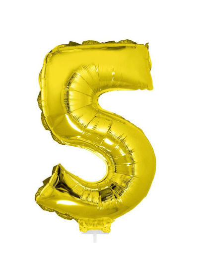 Folieballon cijfer 5 goud 41 cm