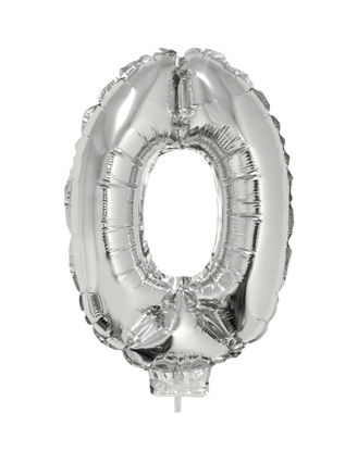 Folieballon cijfer 0 zilver 41 cm