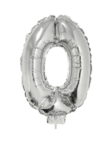 Folieballon cijfer 0 zilver 41 cm