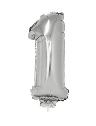 Folieballon cijfer 1 zilver 41 cm