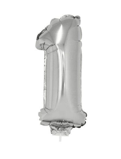 Folieballon cijfer 1 zilver 41 cm