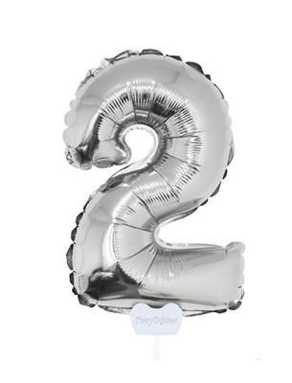 Folieballon cijfer 2 zilver 41 cm