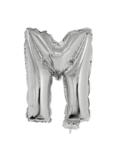 Folieballon letter M zilver 41 cm