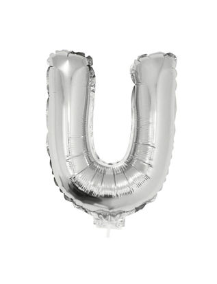 Folieballon letter U zilver 41 cm