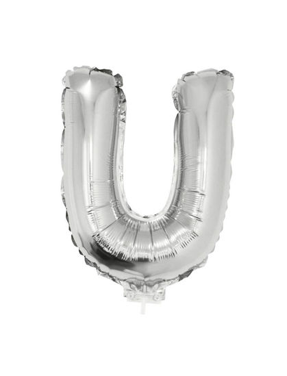Folieballon letter U zilver 41 cm