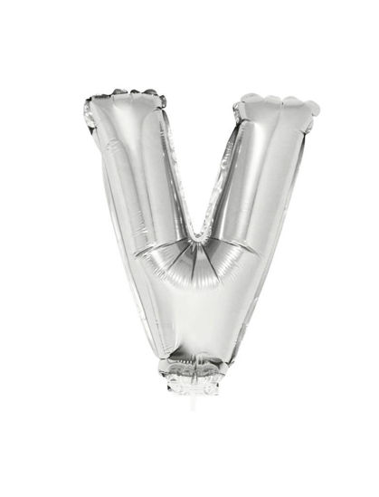 Folieballon letter V zilver 41 cm