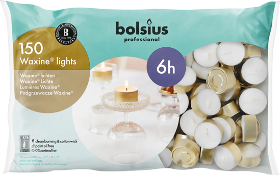 Bolsius theelicht goud 6h, 150 stuks