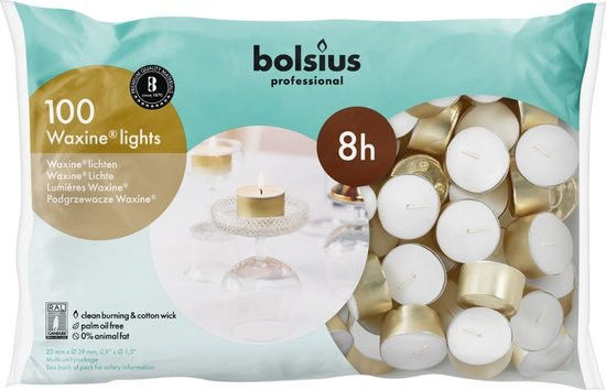 Bolsius theelicht goud 8h, 100 stuks