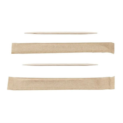 Tandenstoker hout 2 punts, per stuk verpakt