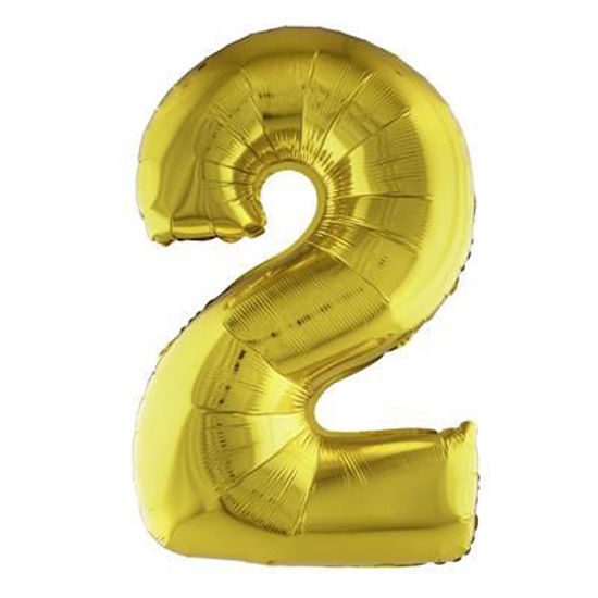 Folieballon cijfer 2 goud 81 cm