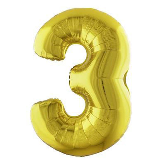 Folieballon cijfer 3 goud 81 cm