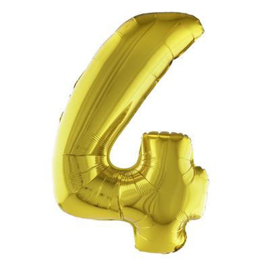 Folieballon cijfer 4 goud 81 cm