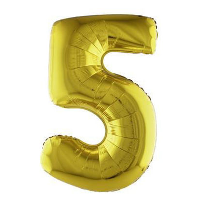 Folieballon cijfer 5 goud 81 cm