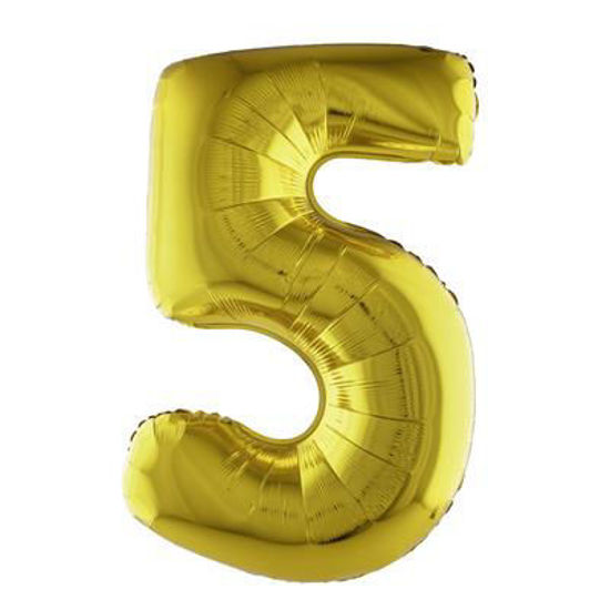 Folieballon cijfer 5 goud 81 cm