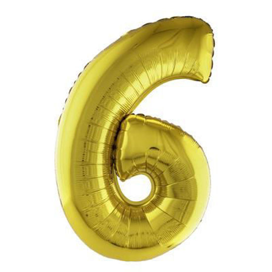 Folieballon cijfer 6 goud 81 cm