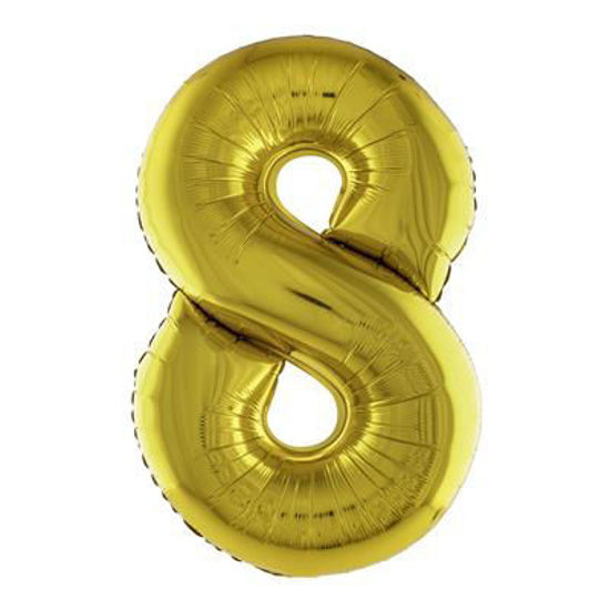 Folieballon cijfer 8 goud 81 cm