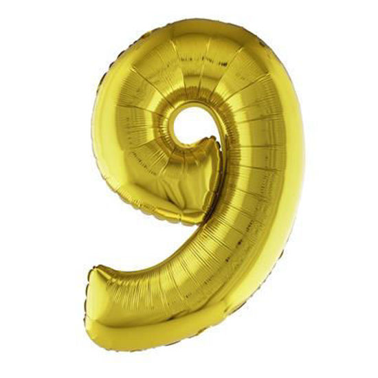 Folieballon cijfer 9 goud 81 cm