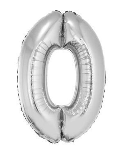 Folieballon cijfer 0 zilver 81 cm