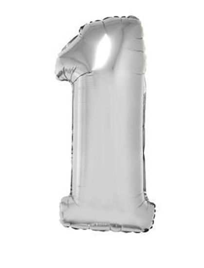 Folieballon cijfer 1 zilver 81 cm