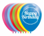 Ballon 'Happy Birthday' (8 stuks), verschillende kleuren,  30cm Ø, gemaakt van natuurlijke rubberlatex