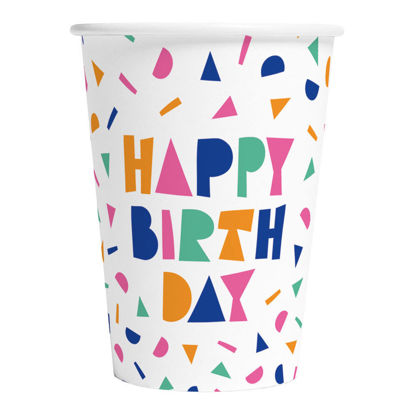 Papieren bekers 'Happy Birthday' 210ml 8 stuks